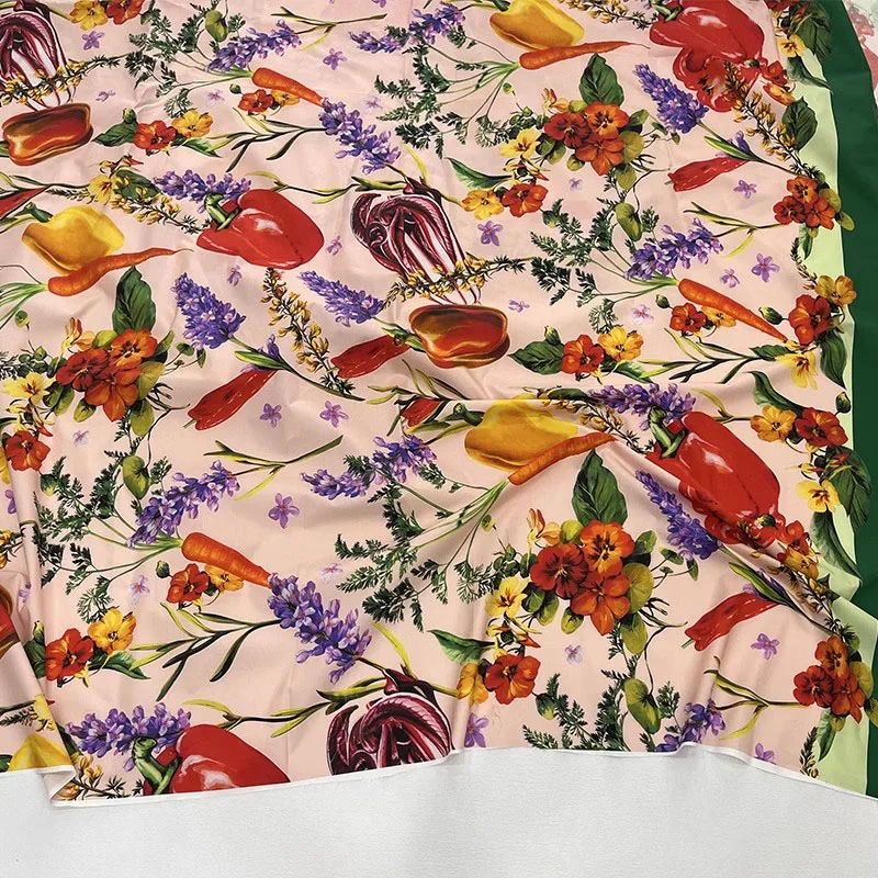 Europe And America Fashion Vegetable/Flower Printed Cotton Fabric For Women Dress Blouse Handmade DIY Cloth Sewing