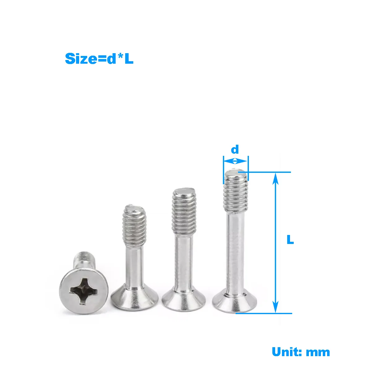 304 Stainless Steel Countersunk Cross Anti Loosening Screw / Flat Head Half Tooth Bolt M3M4M5M6