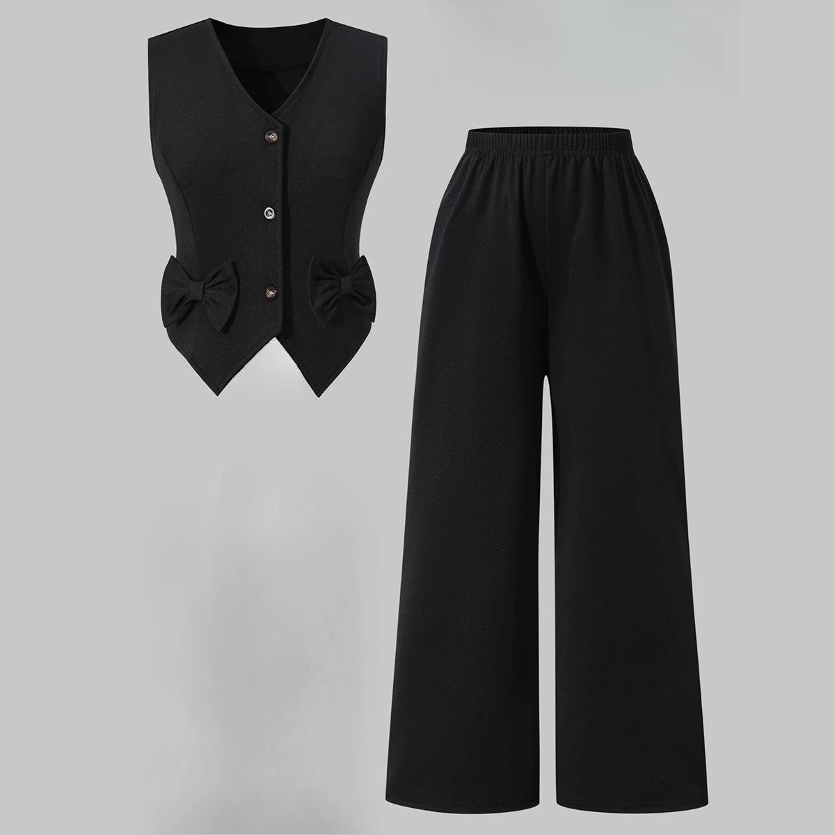 Girls Set Spring Summer Suit Korean Childrens European American Fashion Bow Knot Cardigan Pants Two Piece Set Girls Suit