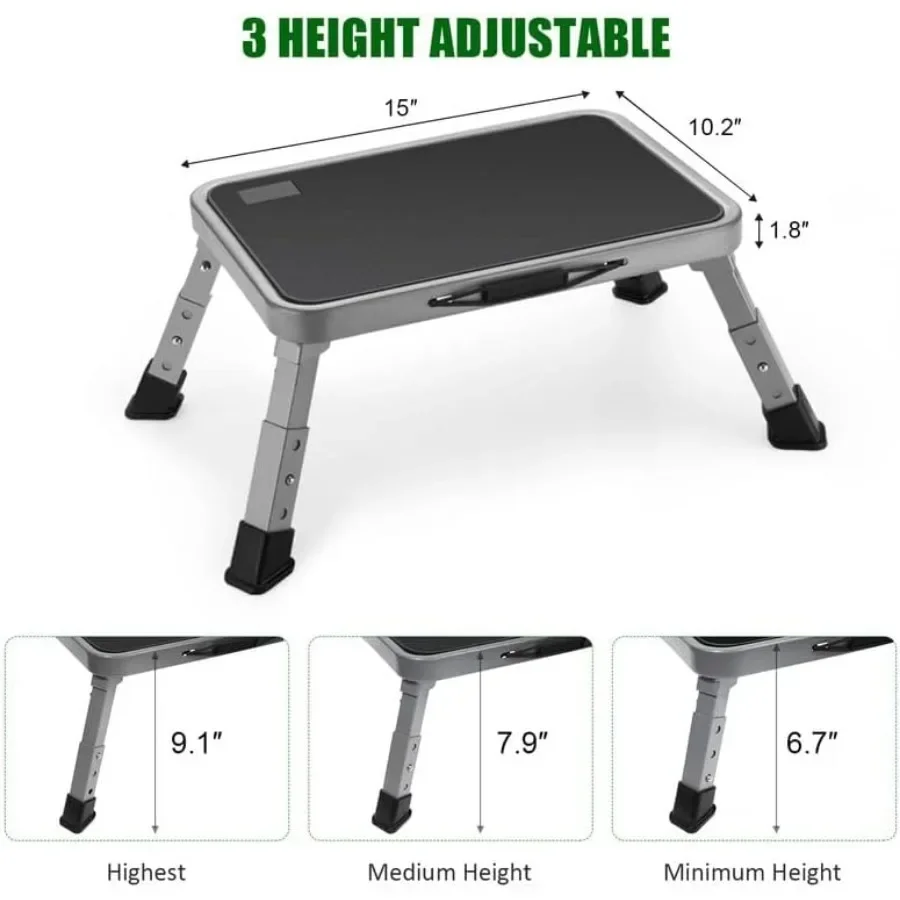 سلم مقعد قابل للطي للبالغين والأطفال، سعة 330 رطل غير قابل للانزلاق للاستخدام في المطبخ وغرفة النوم والمكتب، مقعد بارتفاع قابل للتعديل