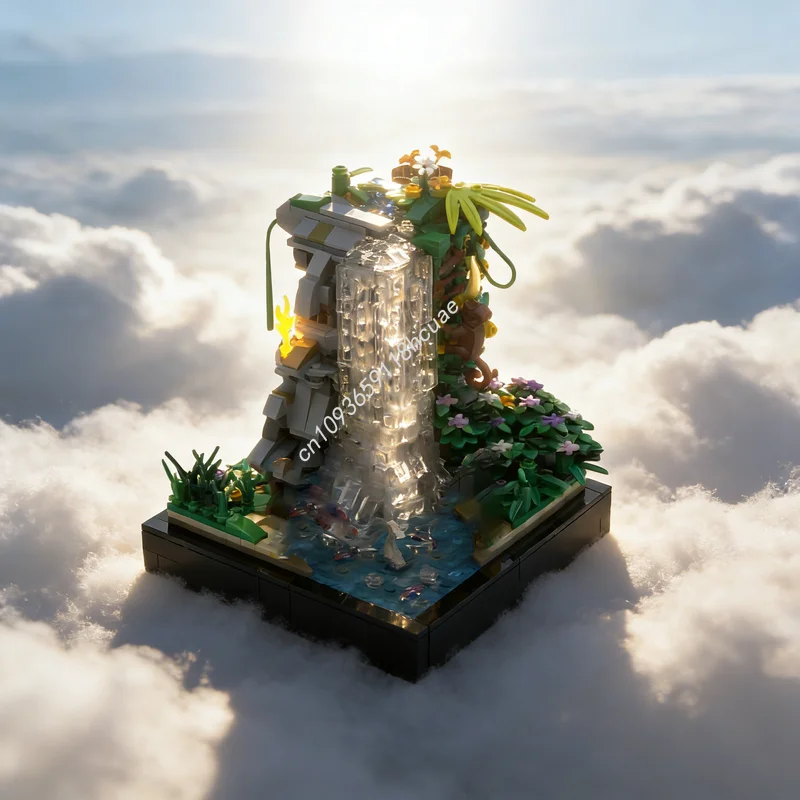 

865pcs MOC CARVED GOD WATERFALL Sacred Islanders Pirates Model Building Blocks Architecture Toy Christmas Gifts Education Idea