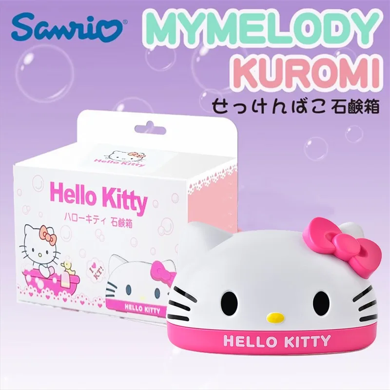 Sanrio Hello Kitt Soap Dish 3D Model Kuromi My Melody Cartoon Soap Storage Box, Bathroom Accessories, Cute Home Decor