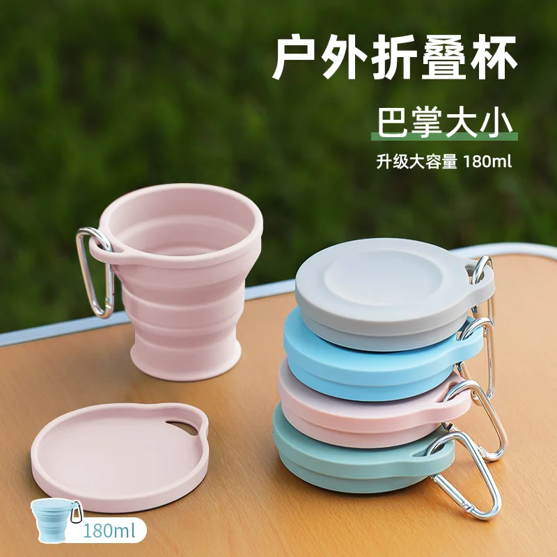 Gelas air lipat, gelas sikat gigi portabel untuk perjalanan dan hotel, gelas kompresi untuk berkemah di luar ruangan, gelas silikon yang dapat diperpanjang