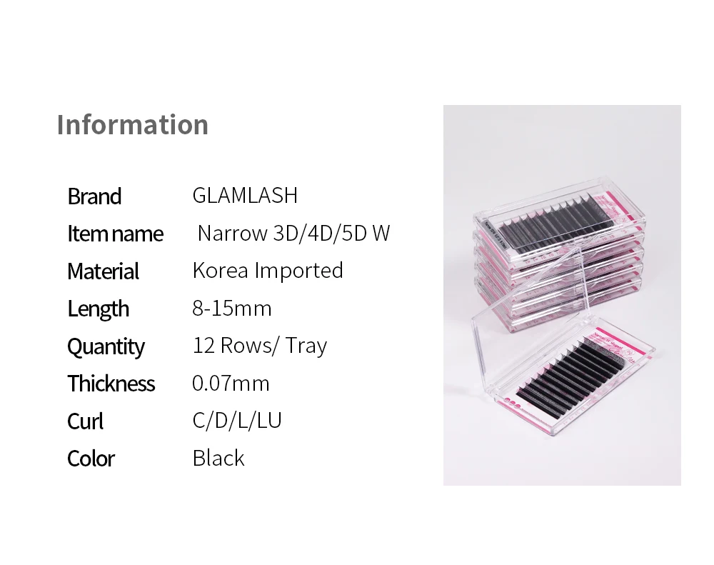 GLAMLASH Schmale 3D 4D 5D Wimpernverlängerung V-förmige Volumenfächer W-Form Wimpern BASF Natürliche Dichte Faux Mink Wimpern – Detail 2