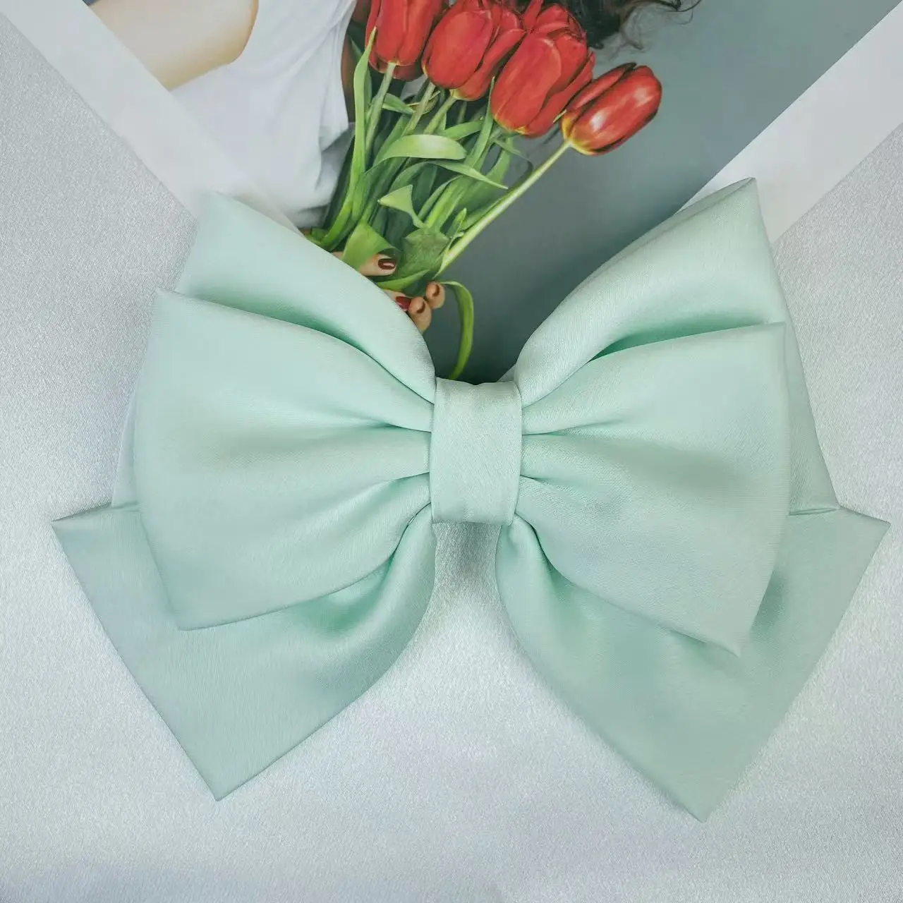 

Новые аксессуары для волос с большим бантом, заколка для головных уборов, женская заколка для волос на спине, пружинная заколка для хвоста