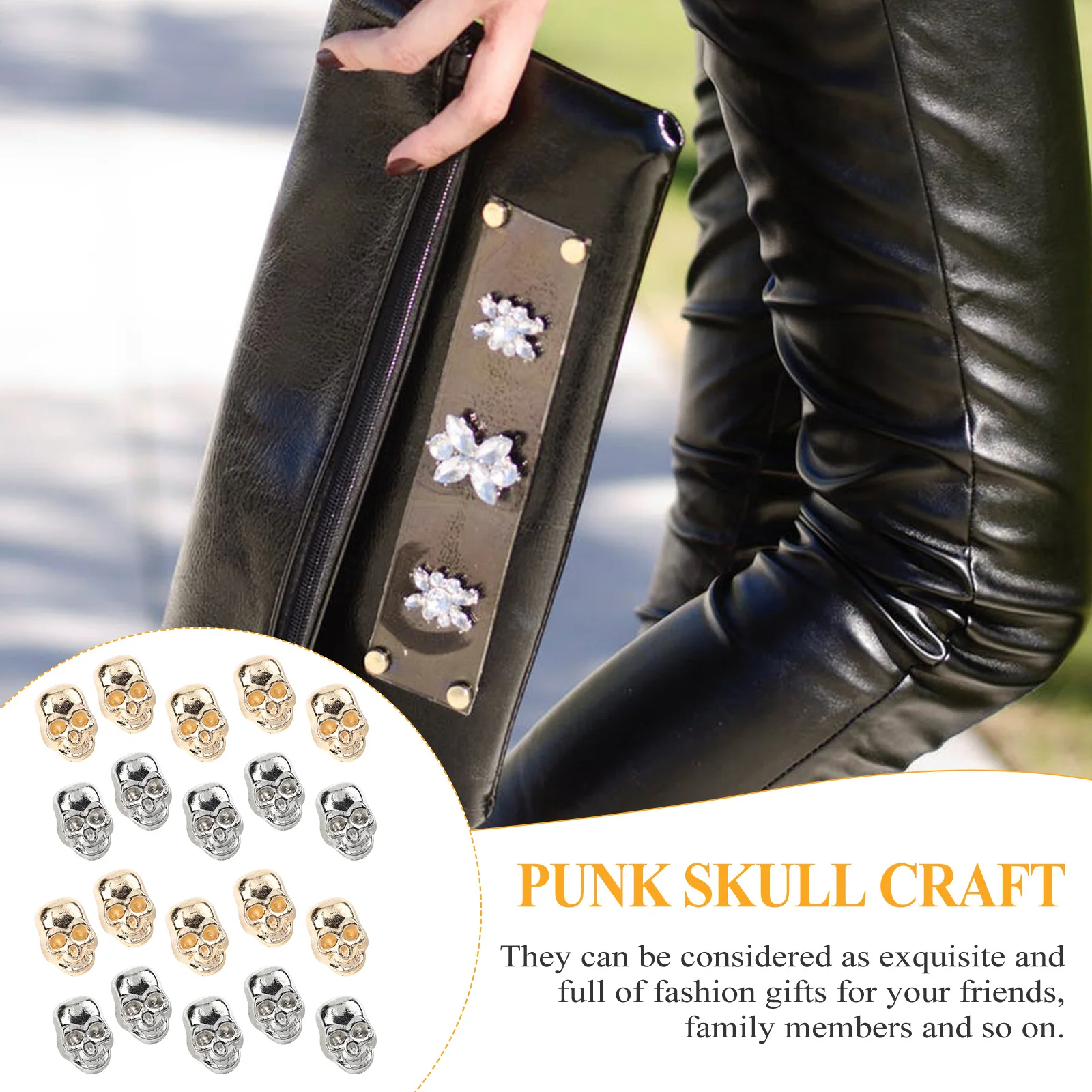 

20Pcs Skull Rivets Gothic Punk Prong Studs Decorative Rivets for Shoes Bags Jackets DIY Skull Rivet Craft Ghost Head Rivet