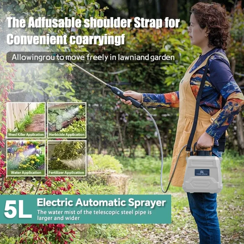 

5L Shoulder Pesticide Electric Backpack USB Rechargeable Garden Water Sprayer for Lawn Watering
