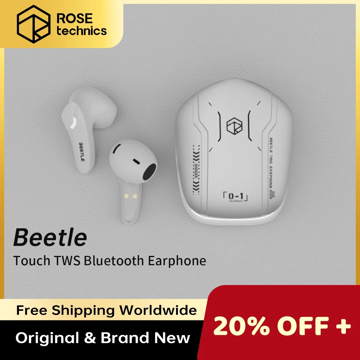 

ROSESELSA Rose Technics Beetle Wireless Microphone TWS Bluetooth Headphones Touch Control Hi-Fi Earphone