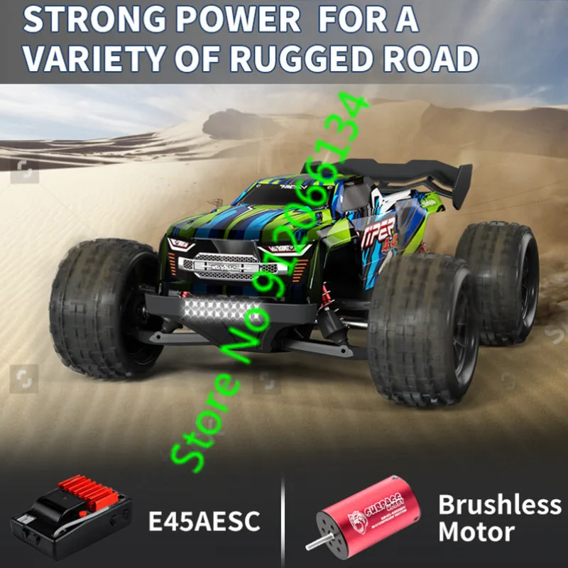 Camión eléctrico sin escobillas todoterreno, 80 KM/H, 2,4G, 1:16, 4WD, transmisión de Metal, iluminación LED, coche teledirigido