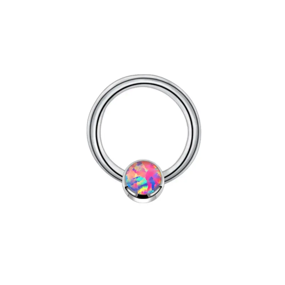 1PC G23 Titanium Opal Stone Captive Bead Rings Septum Nose Ring For Women Fashion Piercing Body Jewelry