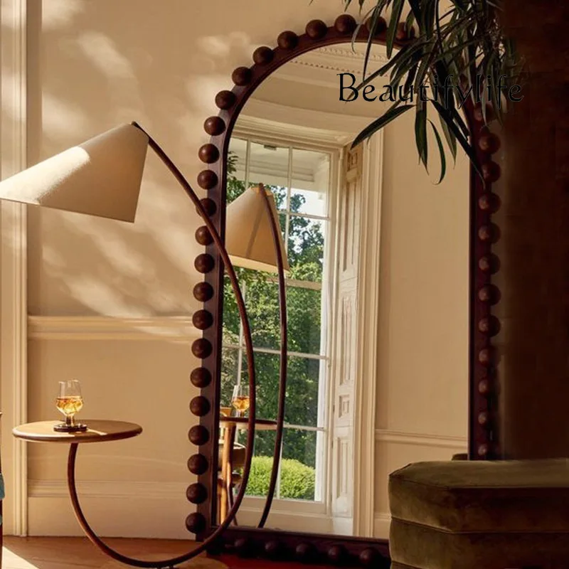 Full-length mirror full-body bedroom French retro arch floor-to-ceiling mirror home entry wall-mounted fitting mirror