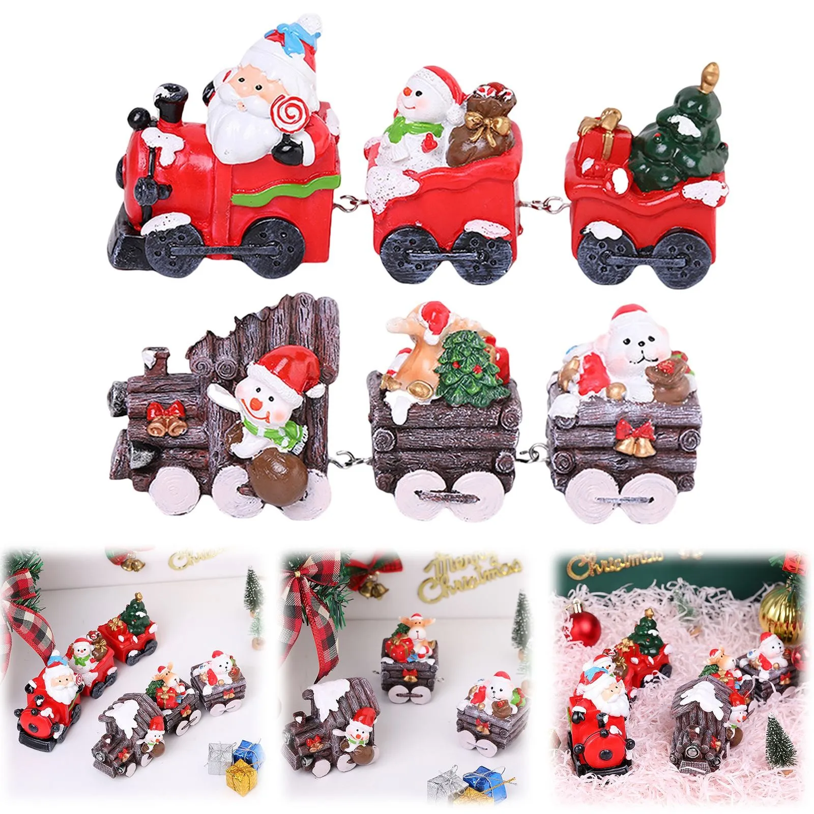 

Santa Claus Train Ornament Christmas Resin Home Decorations Winter Dining Table Center Fireplace Decorations Cute Christmas Gift