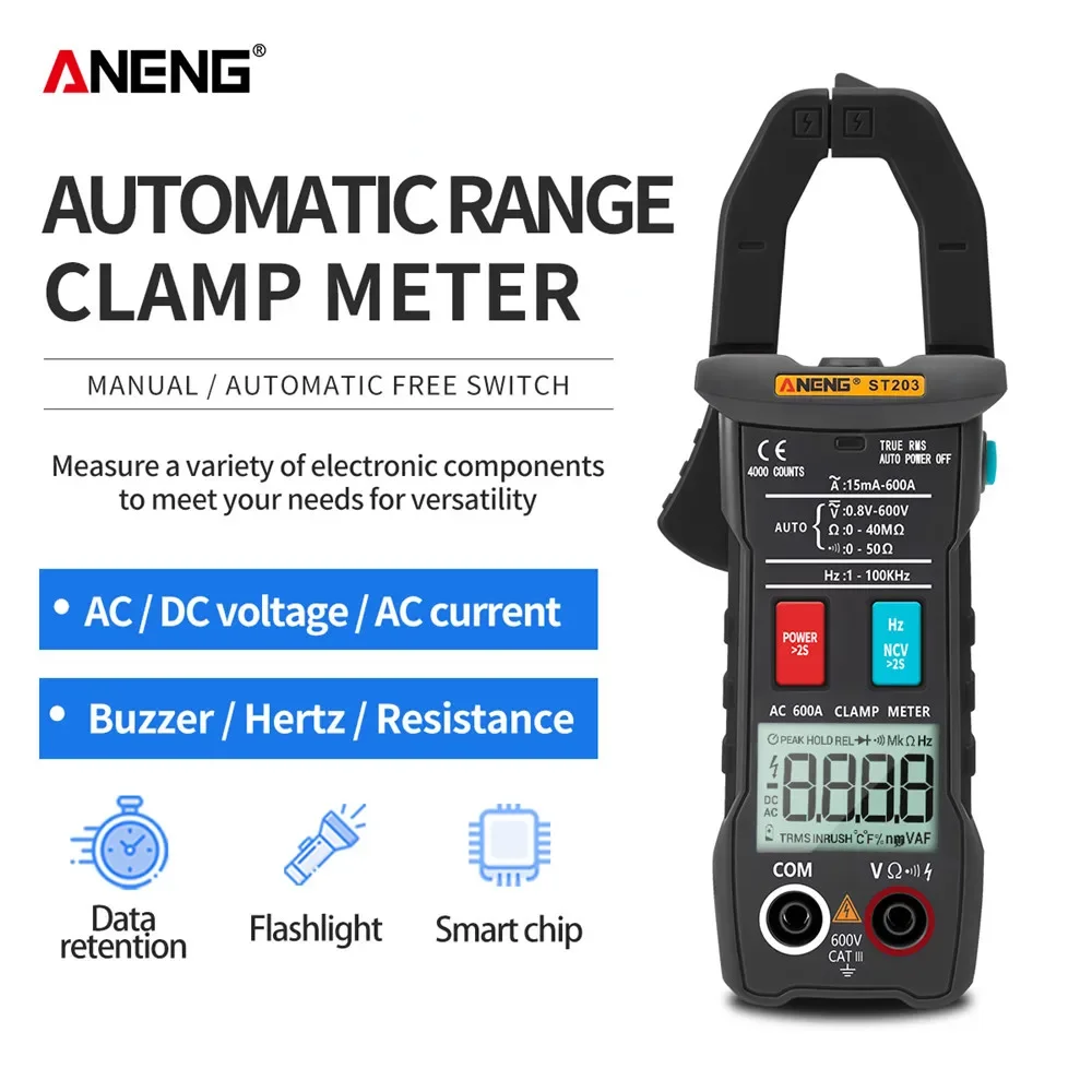 

ANENG ST203 Digital Clamp Meter Multimeter 4000counts True RMS Mini Amp DC/AC Clamp Meters voltmeter 400v Automatic Range TOOL