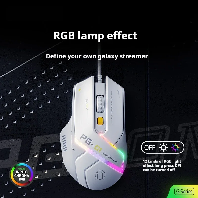 

Newpg1 E-Sports Game Mouse Player Specific Rgb Light Effect 12800dpi Hardware Usb Interface Desktop Computer Office Game Mouse