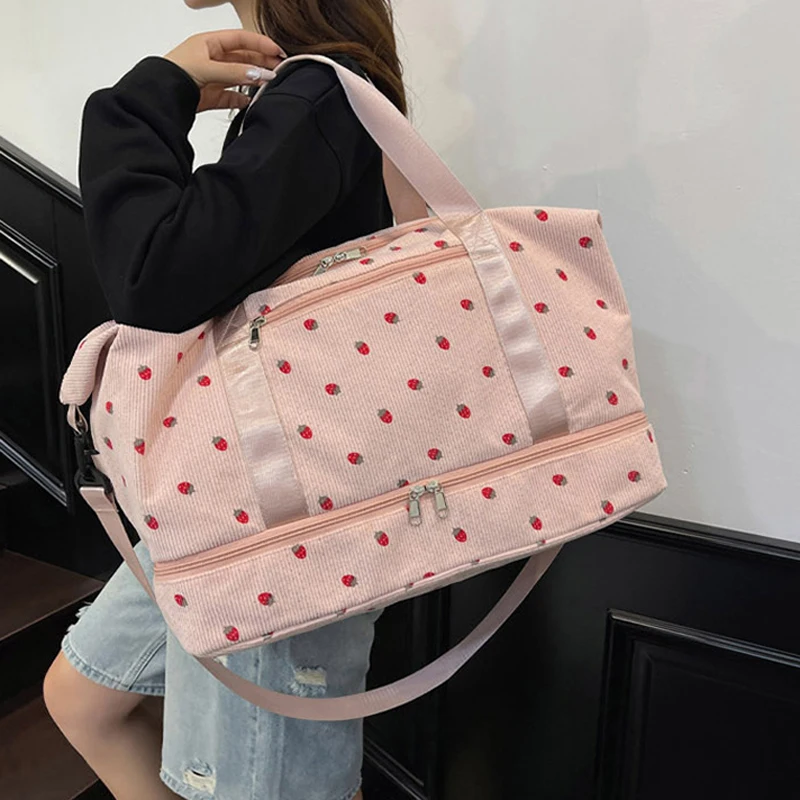 

Women Travel Tote Bag with Shoes Pocket Outdoor Travel Short Trip Luggage Shoulder Bags Dry Wet Gym Fitness Sports Handbag
