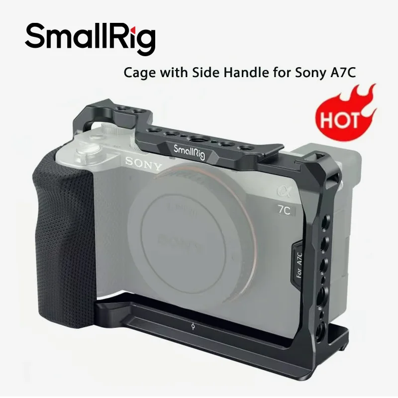 

SmallRig Full Cage with Silicone Side Handle for Sony A7C with Locating Holes for ARRI Quick Release Plate Arca and Cold Shoe