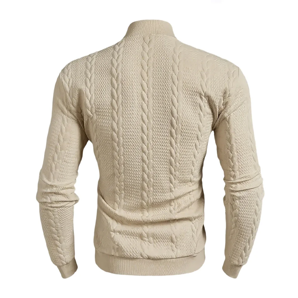 Männer Gestrickte Hohe Kragen Pullover Casual Vintage Twist Strickwaren Pullover Tops Winter Einfarbig Slim Fit Wärme Pullover Tops – Detail 6