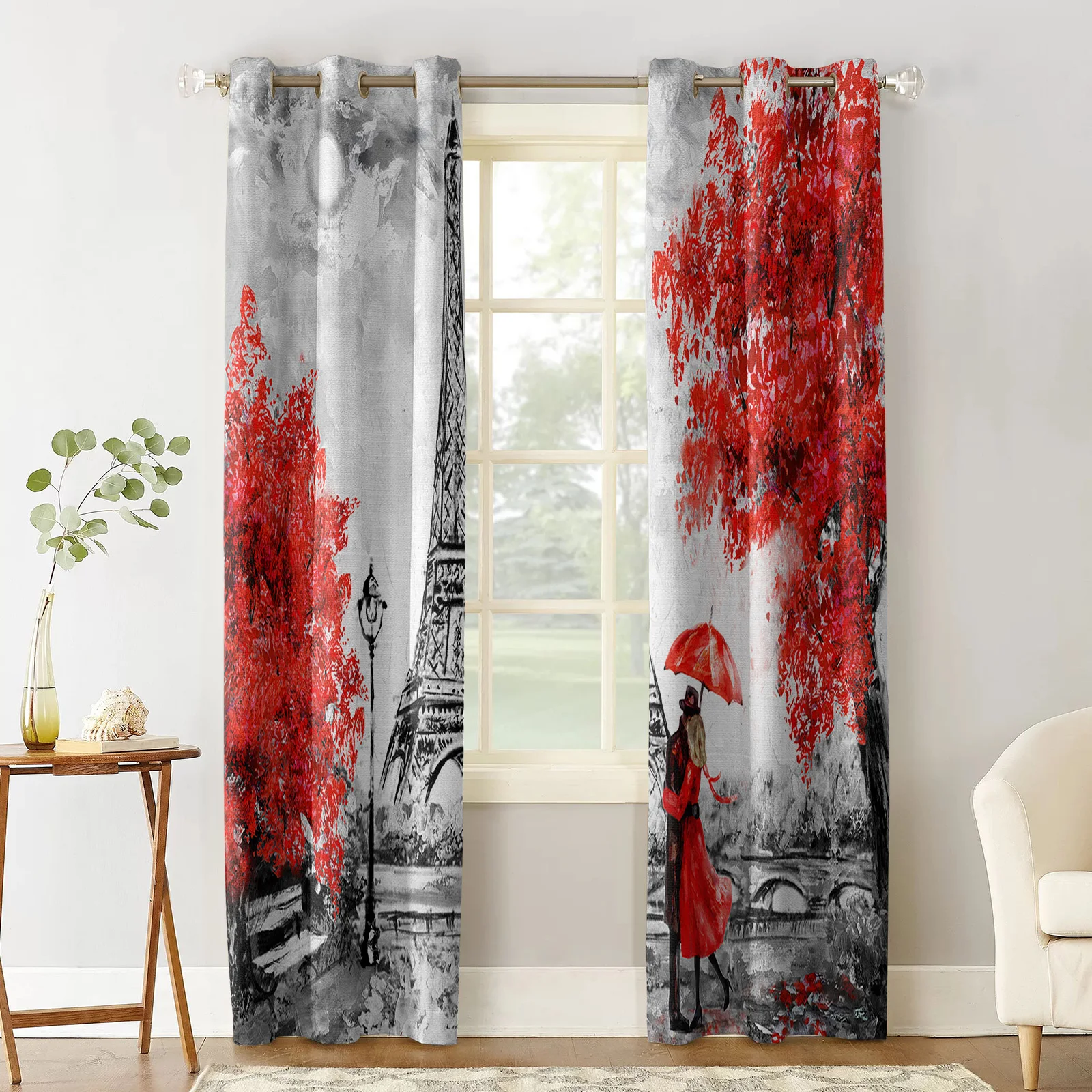 Embracing Paris Autumn Maple Leaves Curtain For Kitchen Living Room Bedroom Curtains Home Decoration Window Treatments Drapes