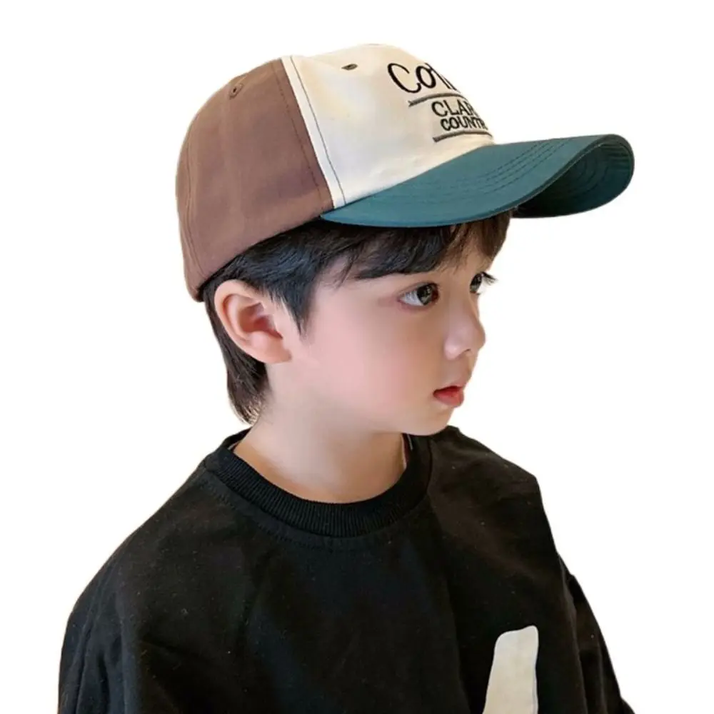 Summer Kids Baseball Hat Letter Embroidery Peaked Cap for Boys Girls Solid Color Children Adjustable Sun Hats