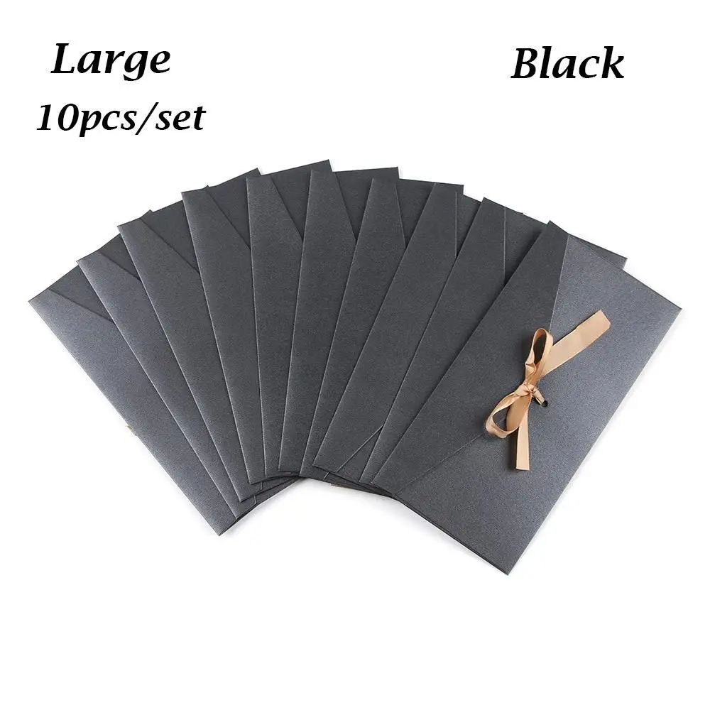 

10 Pcs/ Set Wedding Invited Creative Retro Multicolor Pearlescent Paper Envelop Envelope Greeting Card Bags Ribbon Mailer