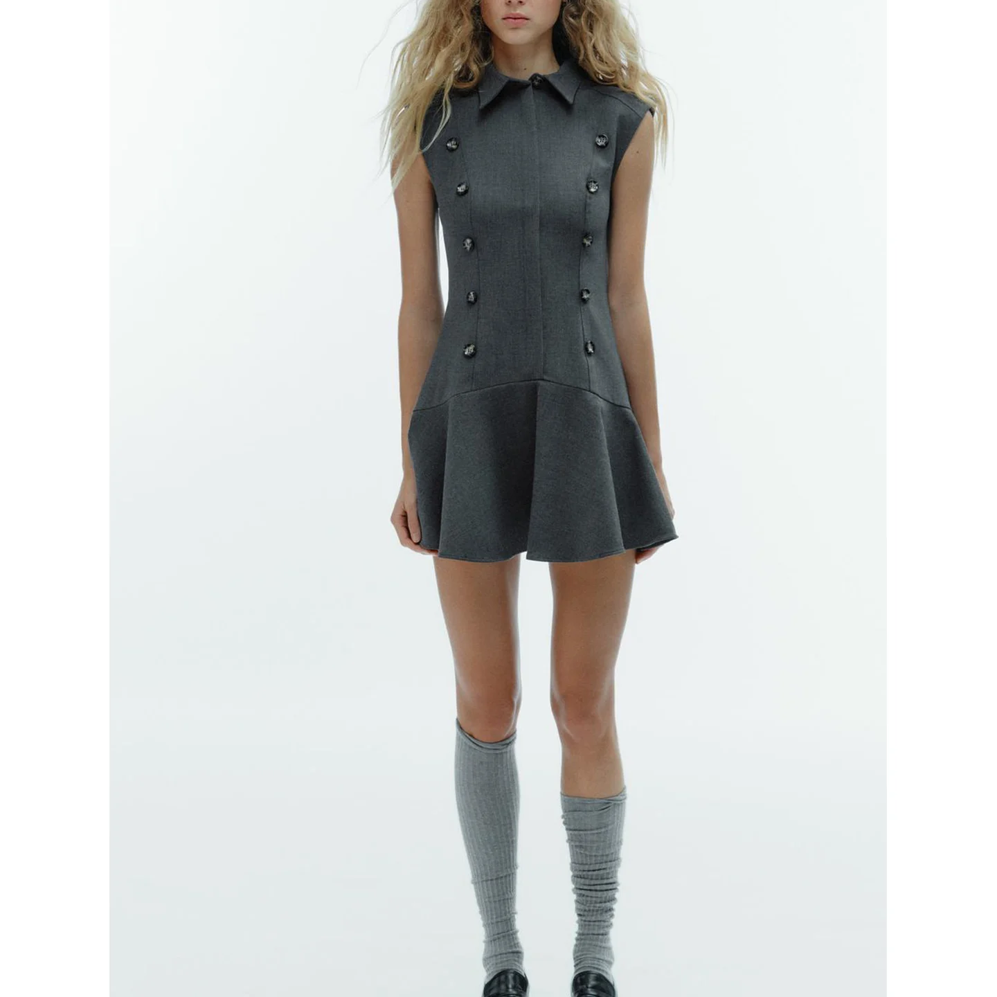 Inverno novo feminino ort Svel Dr com almofadas de ombro gola flip-capa em camadas decoração commute sle cor pura