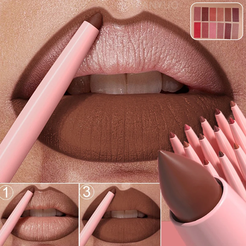 Konischer Lipliner-Stift Matt Rotbraun Aufpolsternder Lippenstift Wasserfest Schweißfest Feiner Lippenstift für Schlanke Lippen Kontur-Make-up