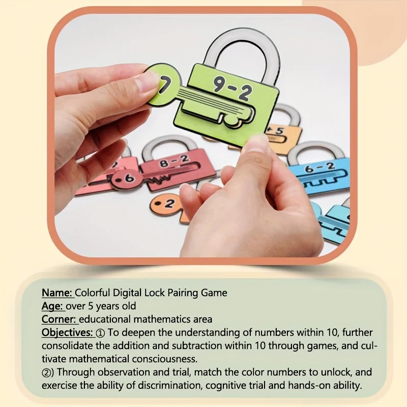 24pcs Number Matching Locks Educational Sensory Toys for Kids Colors Cognitive Logical Thinking Training Enhances Math Skills