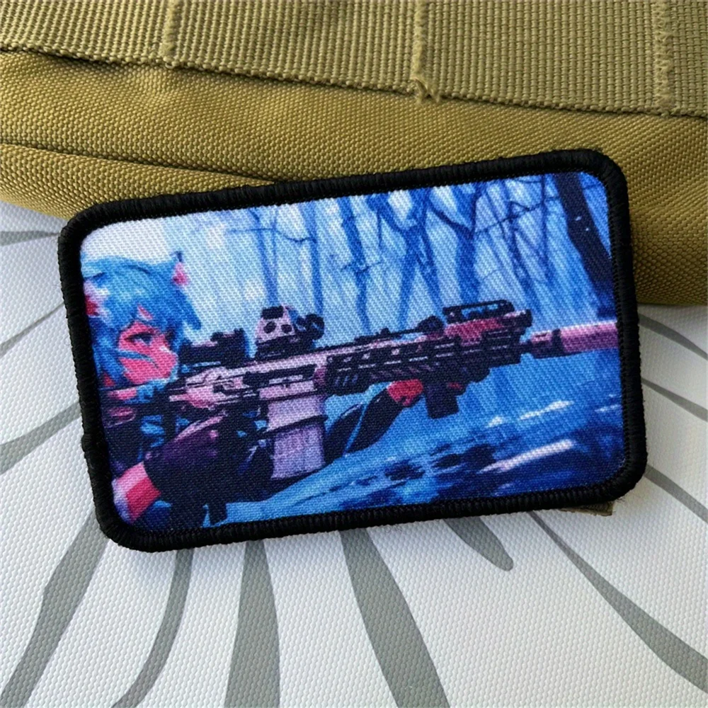 

Shooter Girl Printed Hook and Loop Patch Tactical Morale Badge Gun Anime Shooting Military Backpack Clothes
