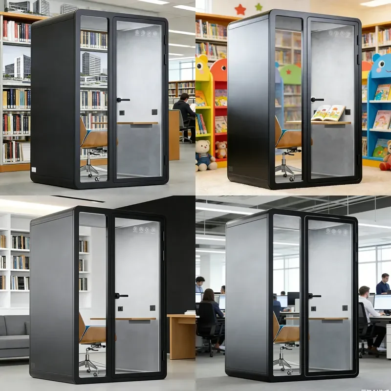 Modern Steel Frame Soundproof Office Booth for Telephone Calls Live Broadcasts and Recordings