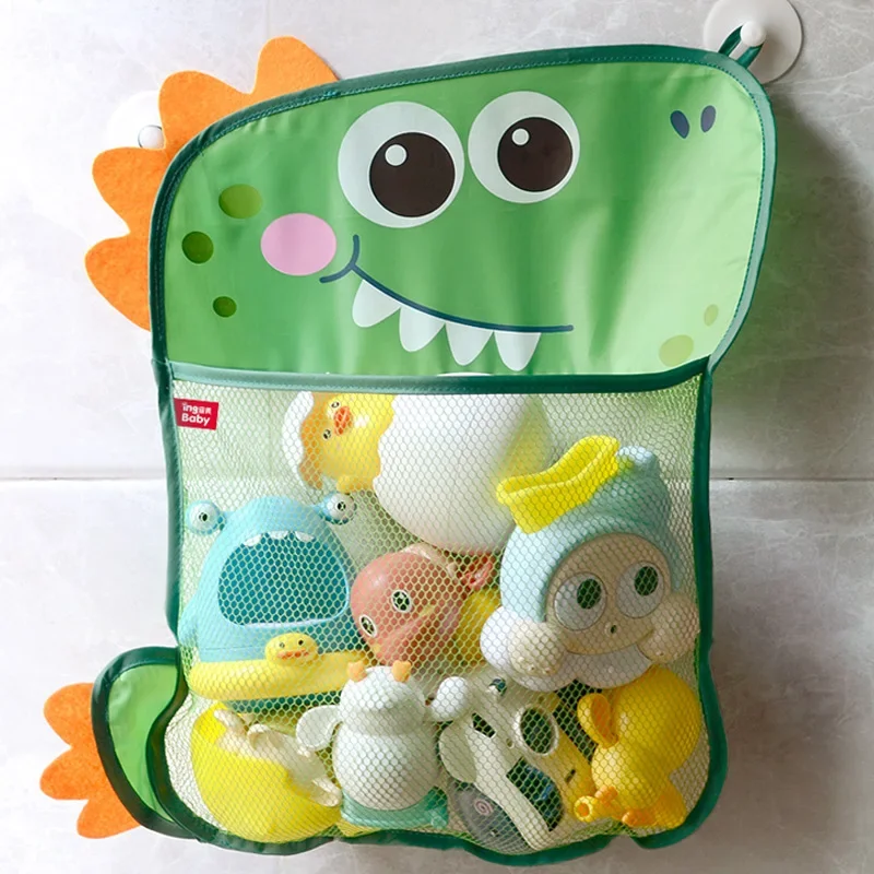 Baby Bath Toys Dinosaur Animal Mesh Net Toy Storage Bag Strong Suction Cups Bath Game Bag Bathroom Organizer Water Toys for Kids