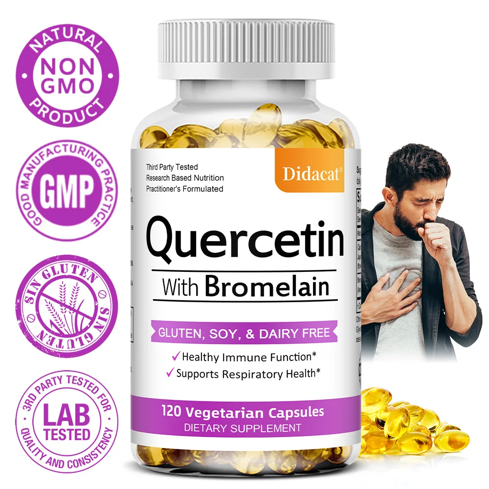 

Quercetin Supplement with Bromelain - An Antioxidant That Supports Immune Health and Energy and Improves Digestion