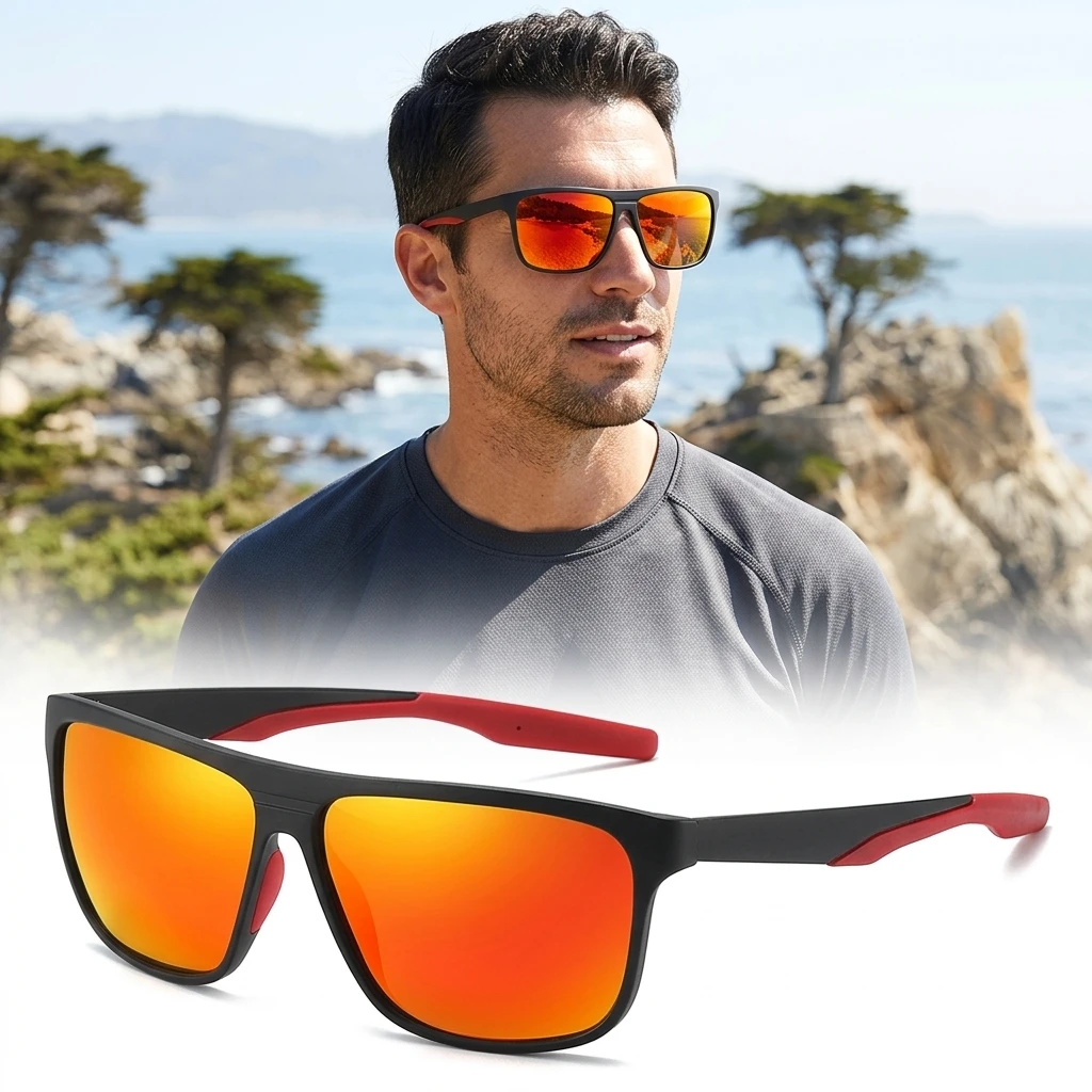 

Men’s Polarized Sunglasses TR90 Frame UV400 Outdoor Cycling Driving Fishing Travel Square Sun Glasses