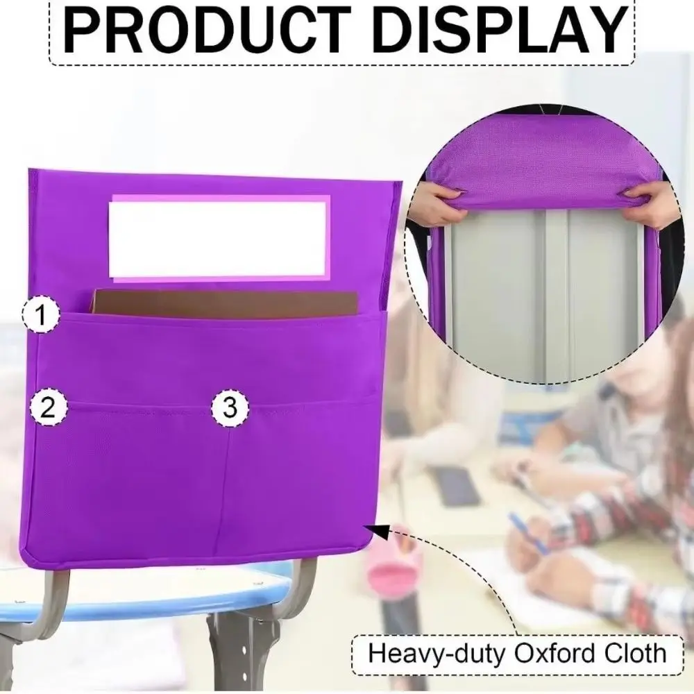 Classroom Chair Pocket Chair Back Organizer Oxford Cloth Multi-Pocket Storage Seat Back Organizer Bright Durable