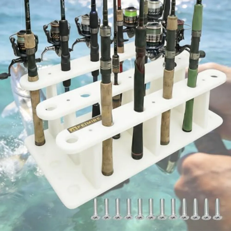 

Heavy-Duty HDPE Fishing Rod Holder Rack for Deck Dock Mount Rod Storage with Stainless Steel Hardware Wide Spacing Design for L