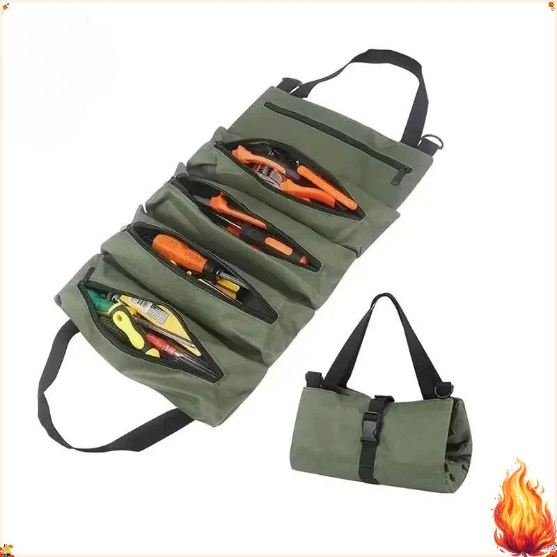 Portable Oxford Cloth Tool Bag Zipper Tool Organizer Hanging Storage Bucket Bag For Automotive Motorcycle Outdoor Camping DIY