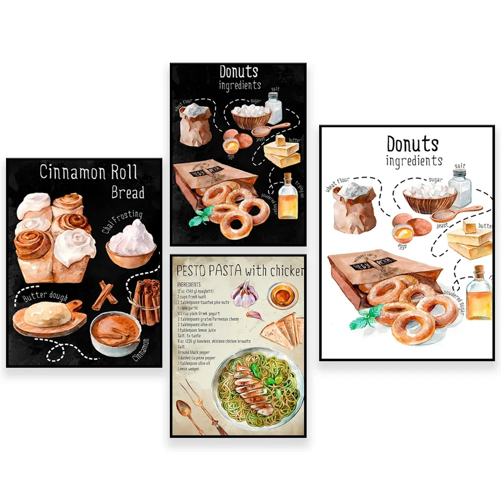 Recipe Kitchen Posters, Set of 2 Recipe Print for Kitchen Wall Decor, Nursery Wall Art