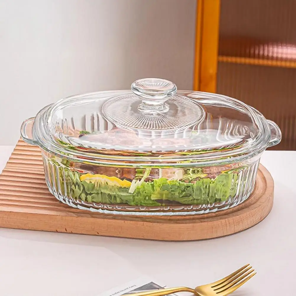 Microwave Safe Baking Pan Heat-resistant Glass Baking Dish with Handles Transparent Rectangular Cake Pan Oven-safe Brownie