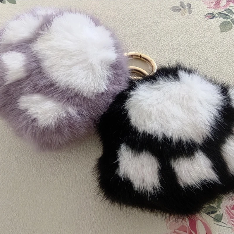 Imitação de pele de vison pata de gato pingente de pelúcia saco pendurado decoração bonito pequenas patas chaveiro do carro acessórios presente de cura macia