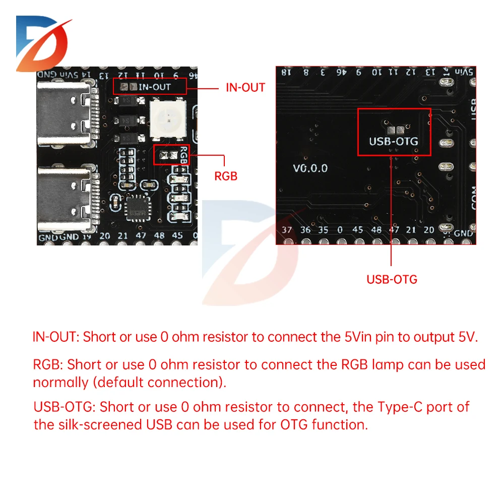 Встроенная плата разработки модуля ESP32-S3-N16R8/N8R2 Основная плата разработки ESP32-S3-DevKitC-1 с основанием антенны