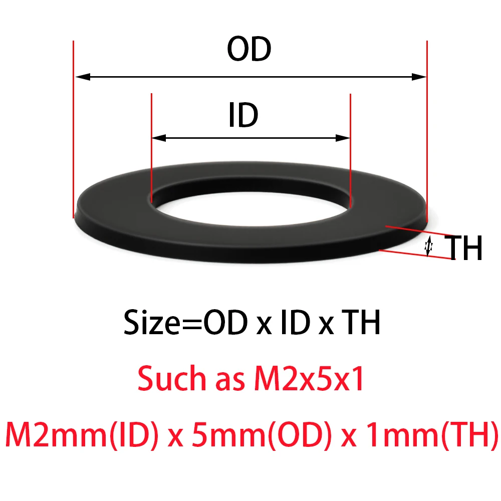 M2 M2.5 M3 M4 M5 M6 M8 M10 M12 M16 M20 M22 Black Nylon Flat Washers Insulating Plain Gasket Sealing Ring Spacer Flat Washer