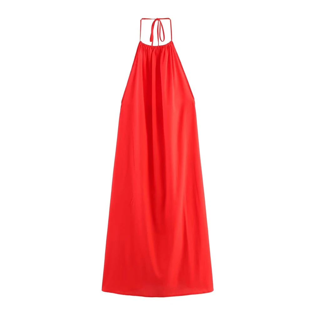 

Teen Girls Dress 2025 New Fashion Summer Halterneck backless Dresses for Girl Elegant Chic Ladylike Girl Dress 15-18 Years
