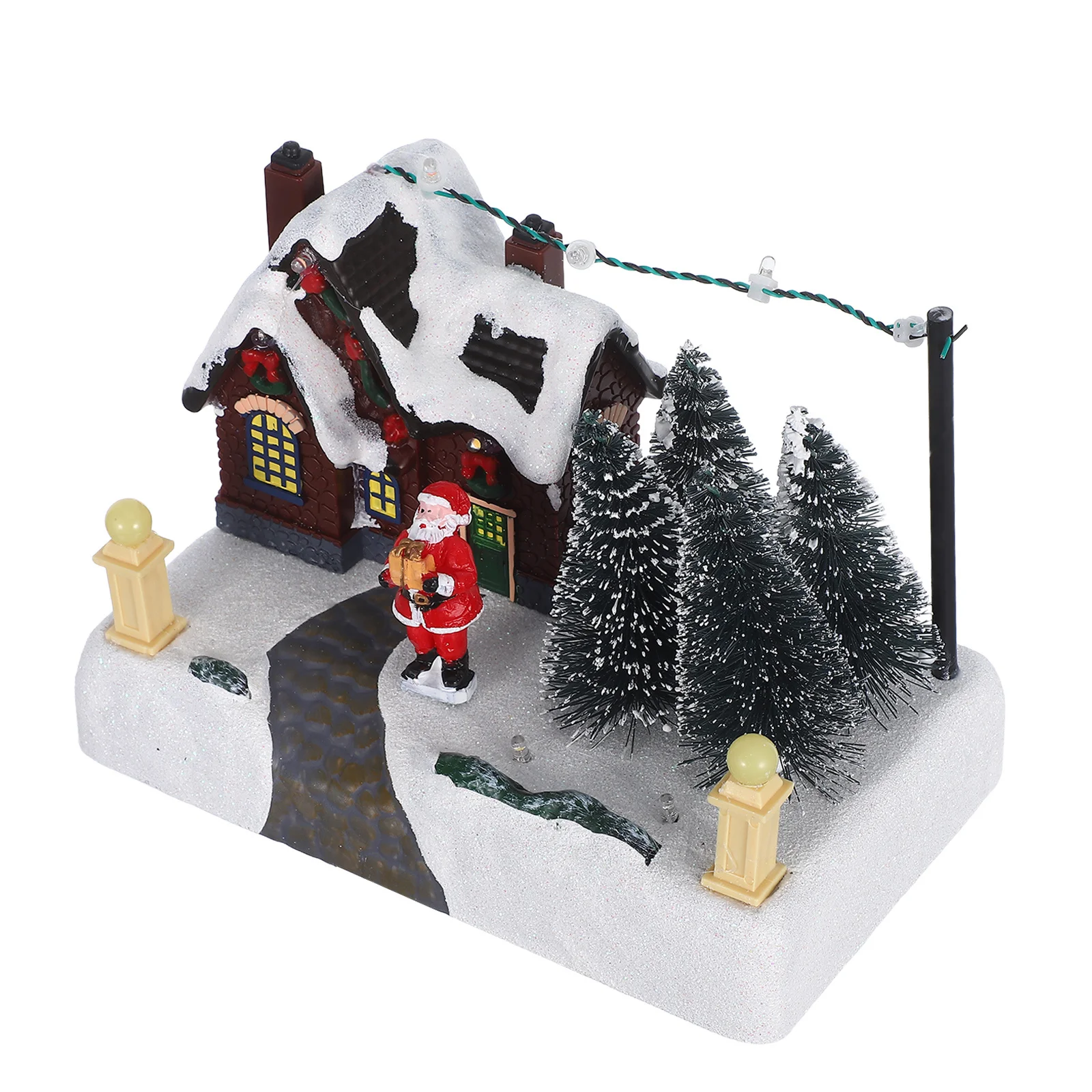 

Christmas Resin Glowing House Music Box LED Lights Xmas Table Centerpiece Holiday Village Decorative Ornament Christmas Village