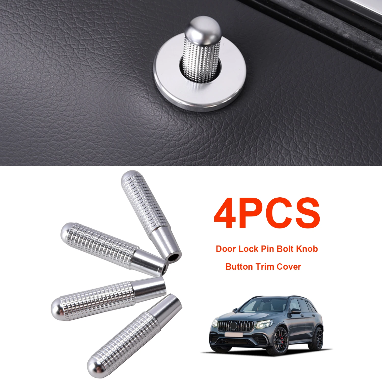 4 pcs a set Door Lock Pin Bolt Knob Trim Cover For Mercedes Benz A Cla Gla Class C117 X156 C W205 E W212 W213 Glc X253 Glk