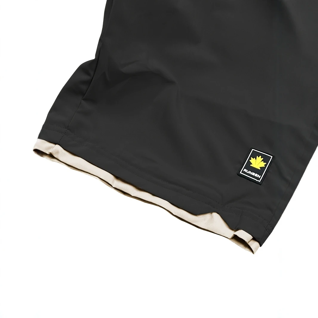 Lässige Sommershorts für Herren mit Taschen – Schwarz, elastischer Bund, Kordelzug, Polyester, zweilagiges Design, leicht und atmungsaktiv