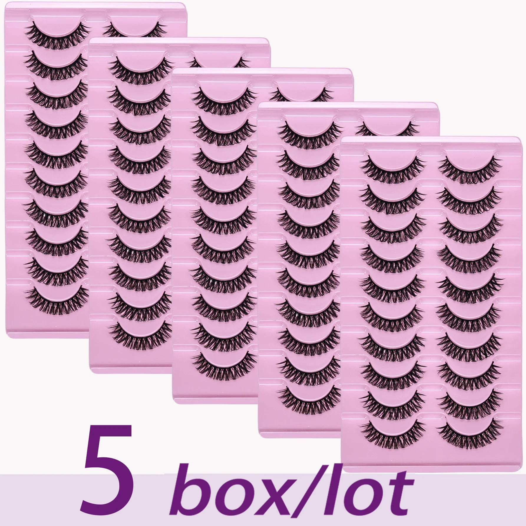 30Pairs/50Pairs D Curl Russian Strip Lashes Fluffy Volume False Eyelashes D Curl Dramatic Cat eye lashes Make Up Fake Lashes