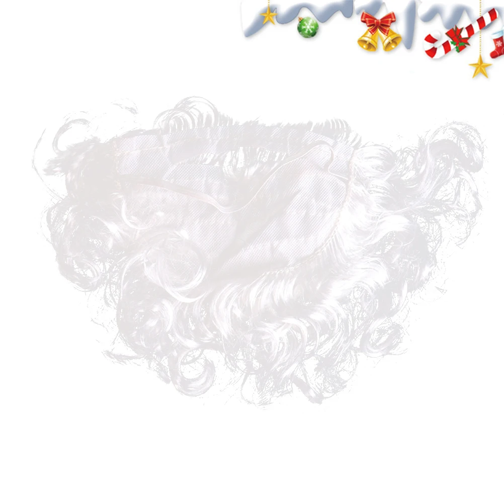 Costume da Babbo Natale con barba di Babbo Natale, oggetti di scena bianchi ricci, materiale in fibra di simulazione, accessorio cosplay per feste di Natale, durevole e di lunga durata