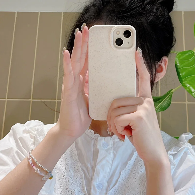 Gourde Simple Solid Color Biodegradable Wheat Straw Soft Silicone Phone Case For iPhone 15 16 Pro Max 14 13 12 11 XS Max XR 7 8P - Image 3