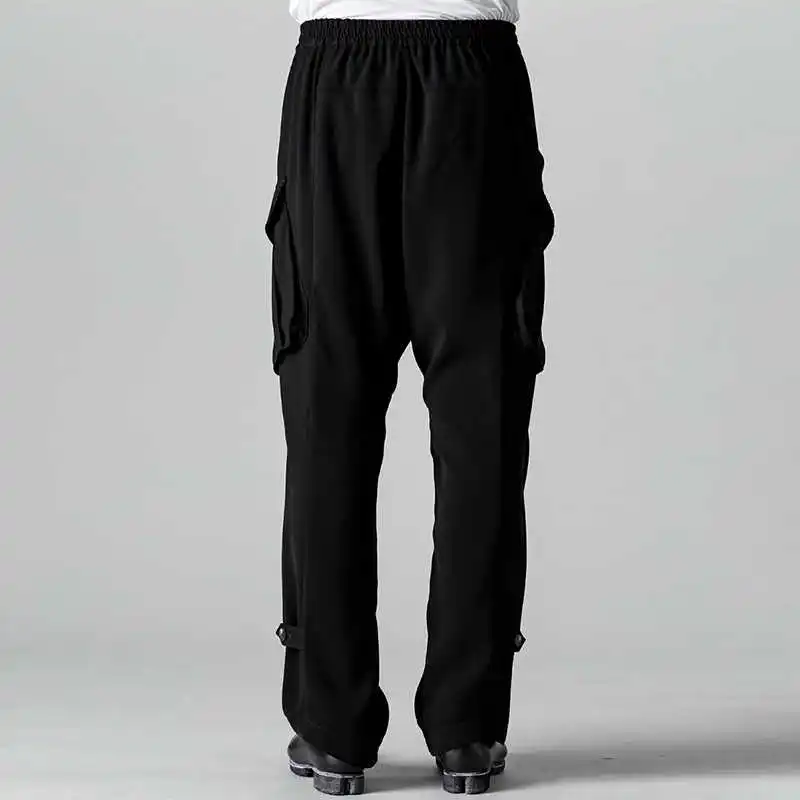 YOJI OOAK سراويل فضفاضة بنمط وظيفي متعددة الجيوب سراويل غير رسمية فضفاضة بسحاب ياباني عتيق