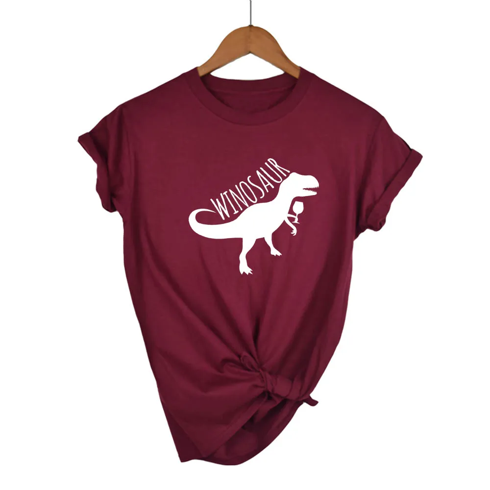 T-Shirts Women Short Sleeve WINO SAUR DINOSAUR Print O-Neck Female Tops Summer Fashion Casual T Shirt Ladies Tops Tees