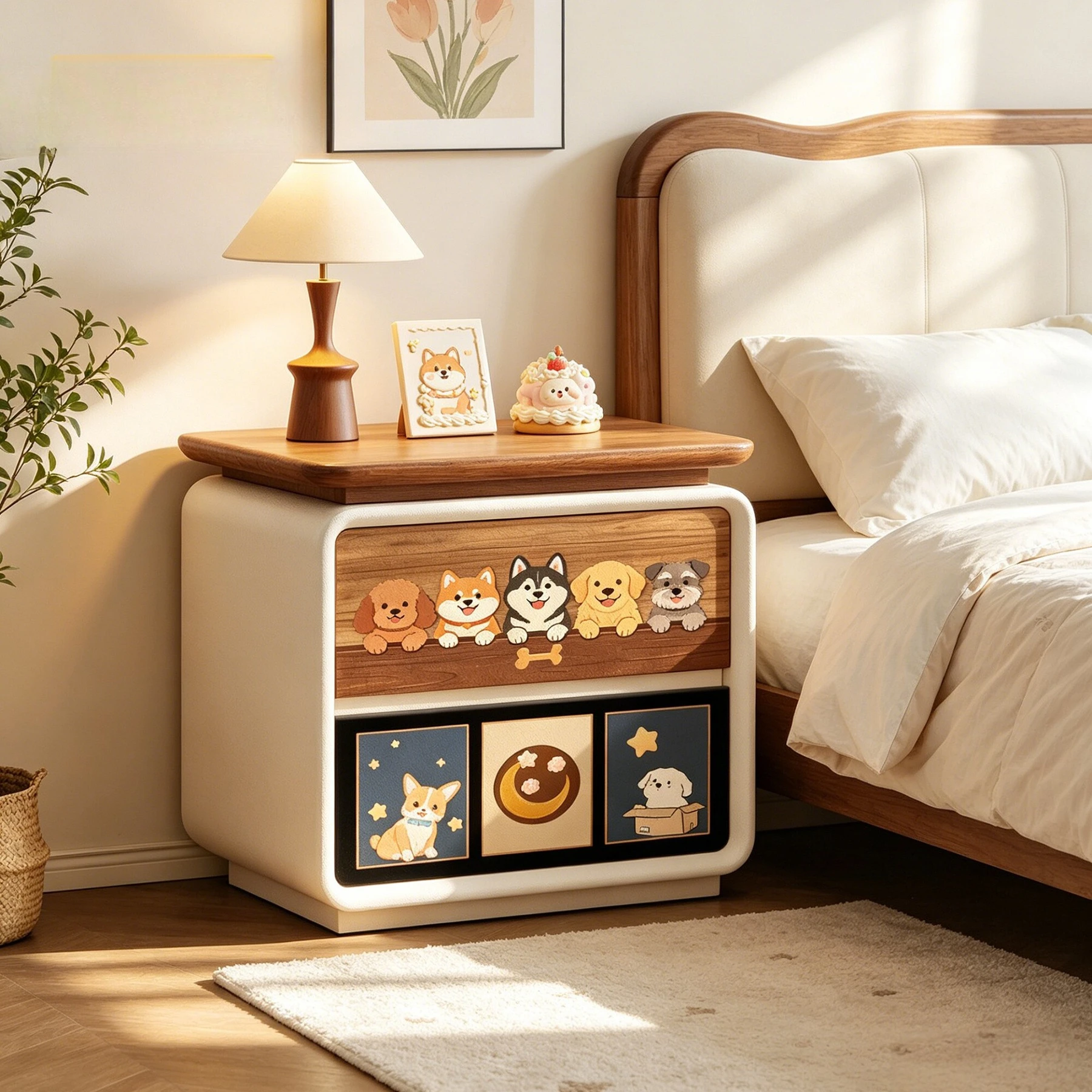 Solid wood bedside table antique ultra-narrow household bedroom bedside table 2026 new small storage cabinet